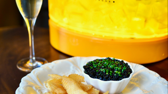 Caviar and Bubbles setup