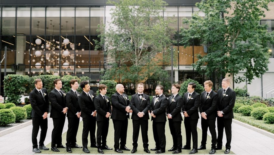 Groom and Groomsmen outside of the C. Baldwin Hotel