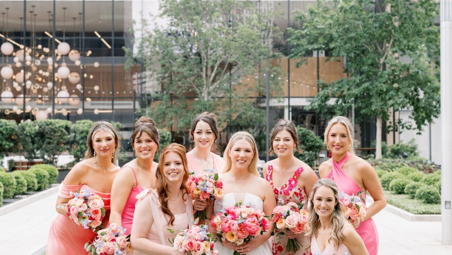 Bride and Bridesmaids outside of C. Baldwin Hotel