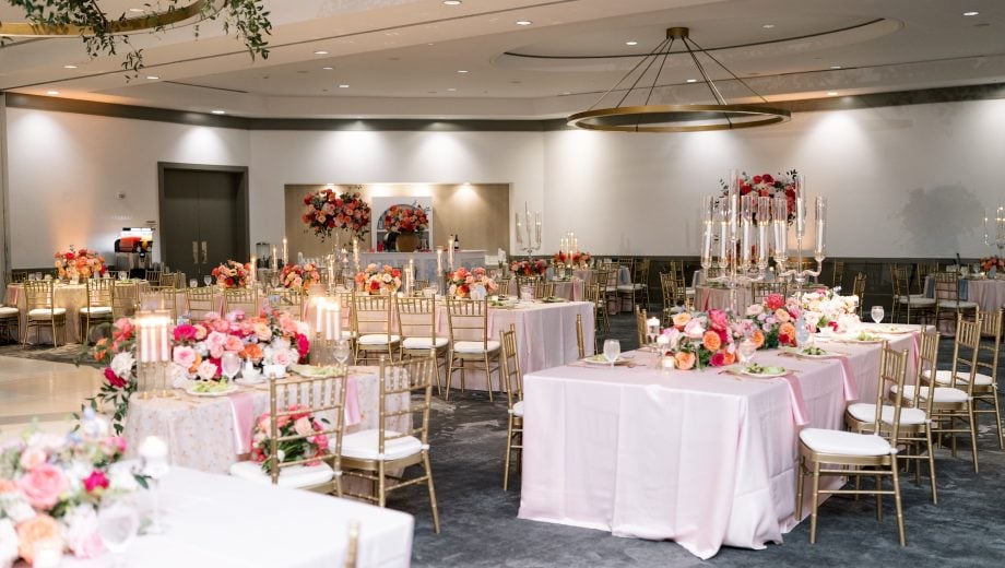 Wedding tables set up at C. Baldwin Hotel
