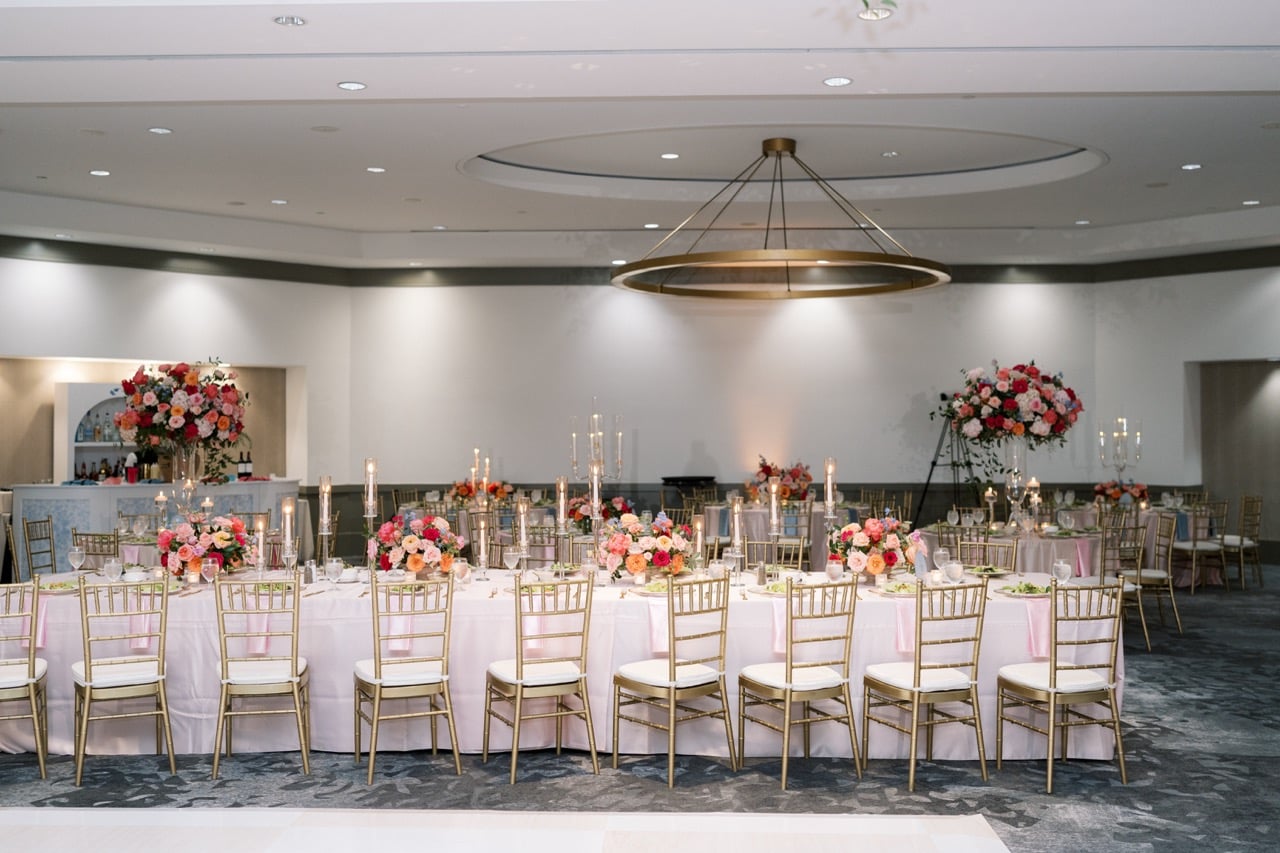 An empty B. Jordan Ballroom at C. Baldwin, showcasing the space