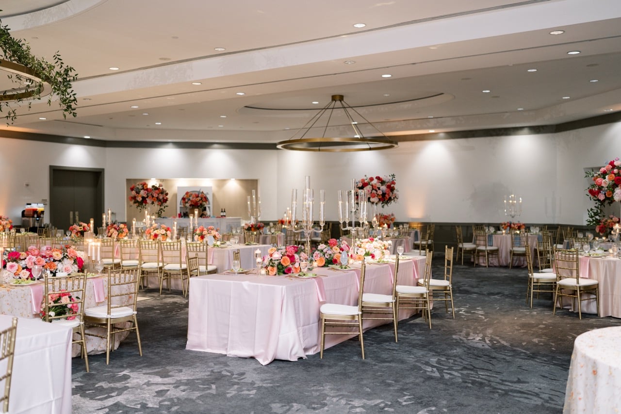 An empty B. Jordan Ballroom at C. Baldwin, showcasing the space