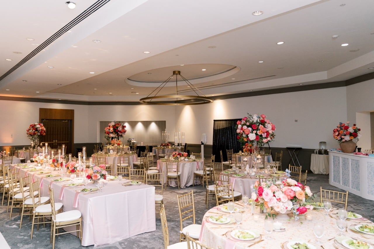 An empty B. Jordan Ballroom at C. Baldwin, showcasing the space
