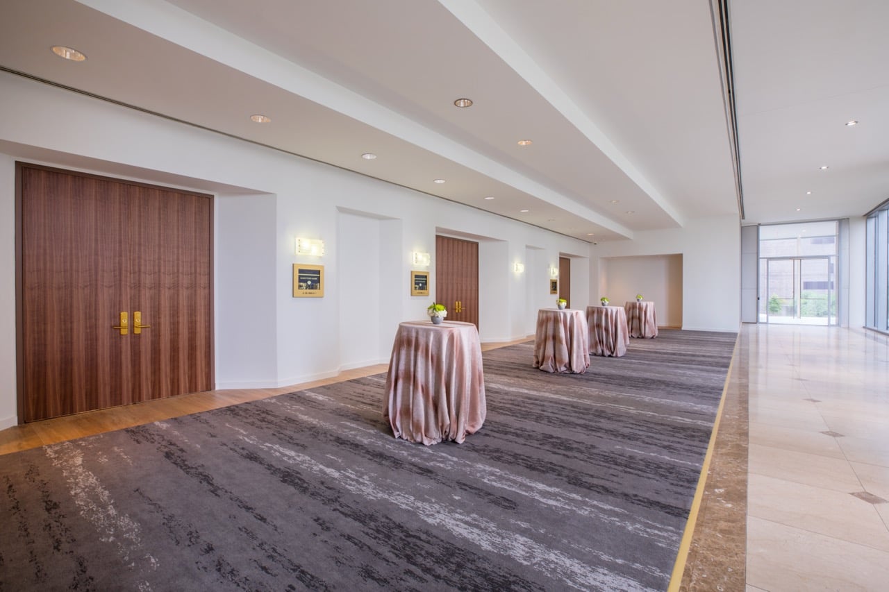 An empty B. Jordan Ballroom at C. Baldwin, showcasing the space