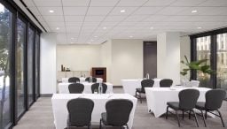 An empty B. Jordan Ballroom at C. Baldwin, showcasing the space