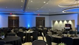An empty B. Jordan Ballroom at C. Baldwin, showcasing the space