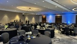 An empty B. Jordan Ballroom at C. Baldwin, showcasing the space