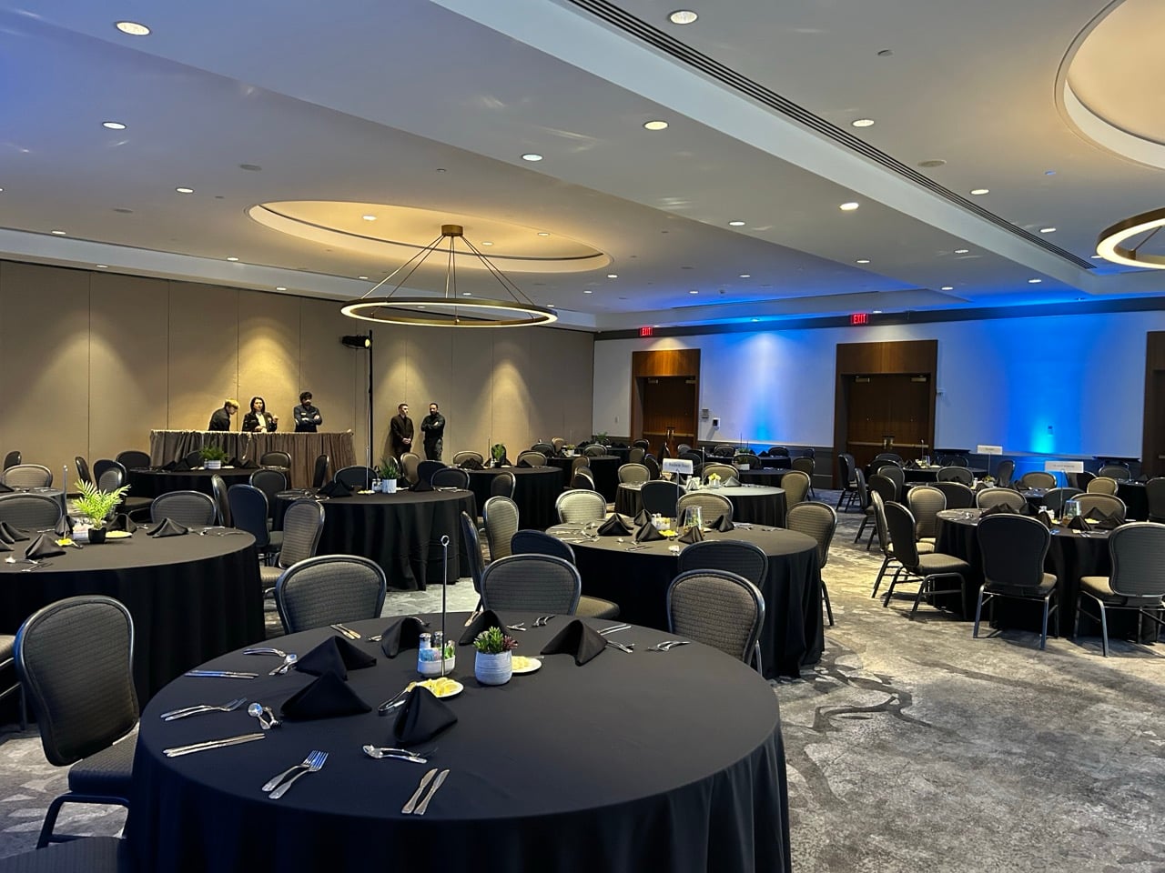 An empty B. Jordan Ballroom at C. Baldwin, showcasing the space